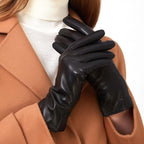 ZLUXURQ Luxury Italian Soft Leather Gloves for Women - Genuine SheepSkin Leather Women’s Cold Weather Gloves Cashmere Lined