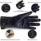 ZLUXURQ Luxury Italian Soft Leather Gloves for Women - Genuine SheepSkin Leather Women’s Cold Weather Gloves Cashmere Lined