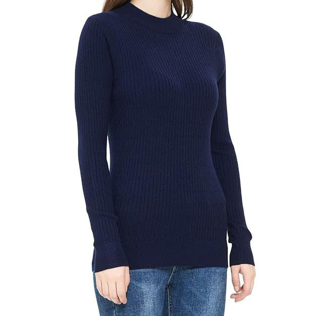 ZLUXURQ Women's Mockneck Long Sleeve Pullover Sweater Homewear Tops Slim Fit