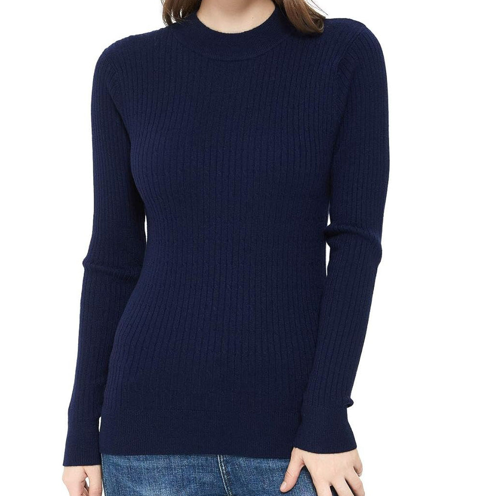 ZLUXURQ Women's Mockneck Long Sleeve Pullover Sweater Homewear Tops Slim Fit