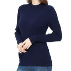 ZLUXURQ Women's Mockneck Long Sleeve Pullover Sweater Homewear Tops Slim Fit