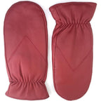 ZLUXURQ Women's Lambskin Leather Mittens Gloves Thick Fleece Lined