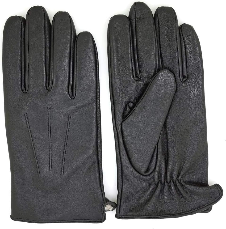 ZLUXURQ Luxury Mens Leather Gloves Cashmere Lined-Soft Comfortable Lambskin Touchsreen