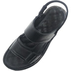 ZLUXURQ Mens leather sandals summer outdoor sports hiking beach leisure slippers