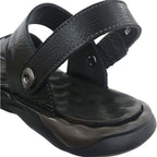 ZLUXURQ Mens leather sandals summer outdoor sports hiking beach leisure slippers