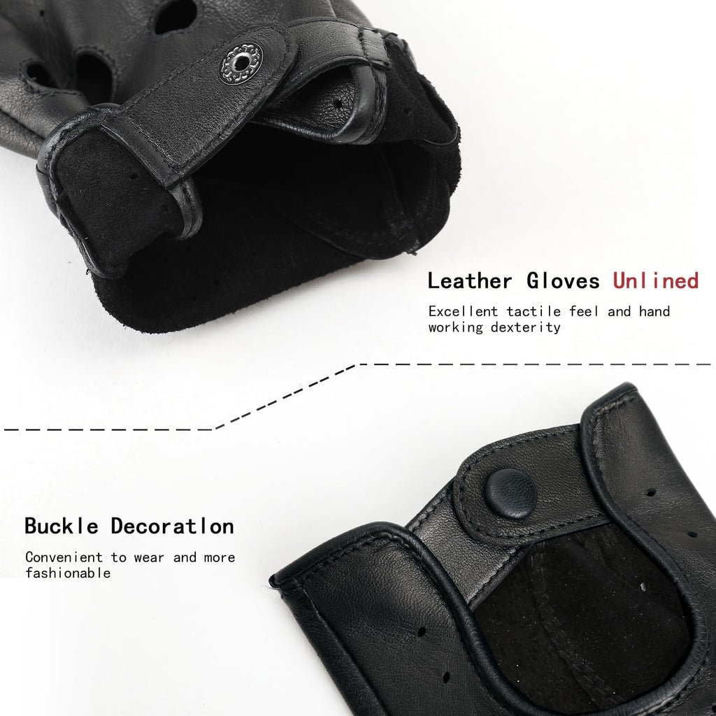 ZLUXURQ Womens Vintage TouchScreen Leather Driving Gloves Unlined -Soft And Thin Quality Italian Lambskin