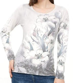 ZLUXURQ Women's Animal or Flower Printing Crewneck Long Sleeve Pullover Loose Sweater Comfy and Warm