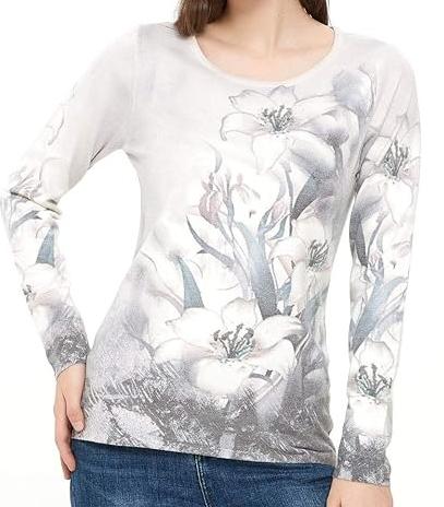 ZLUXURQ Women's Animal or Flower Printing Crewneck Long Sleeve Pullover Loose Sweater Comfy and Warm