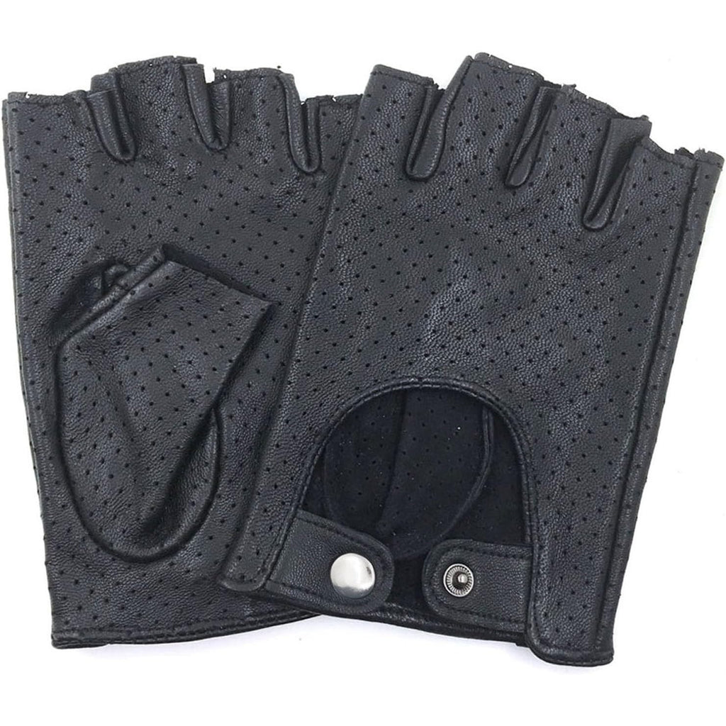 ZLUXURQ Womens Soft and Breathable Fingerless Leather Driving Gloves-Premium Lambskin