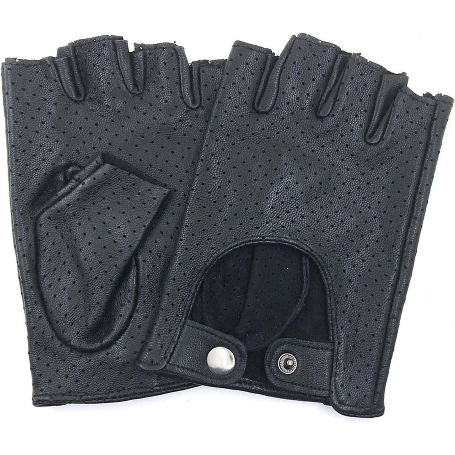 ZLUXURQ Womens Soft and Breathable Fingerless Leather Driving Gloves-Premium Lambskin