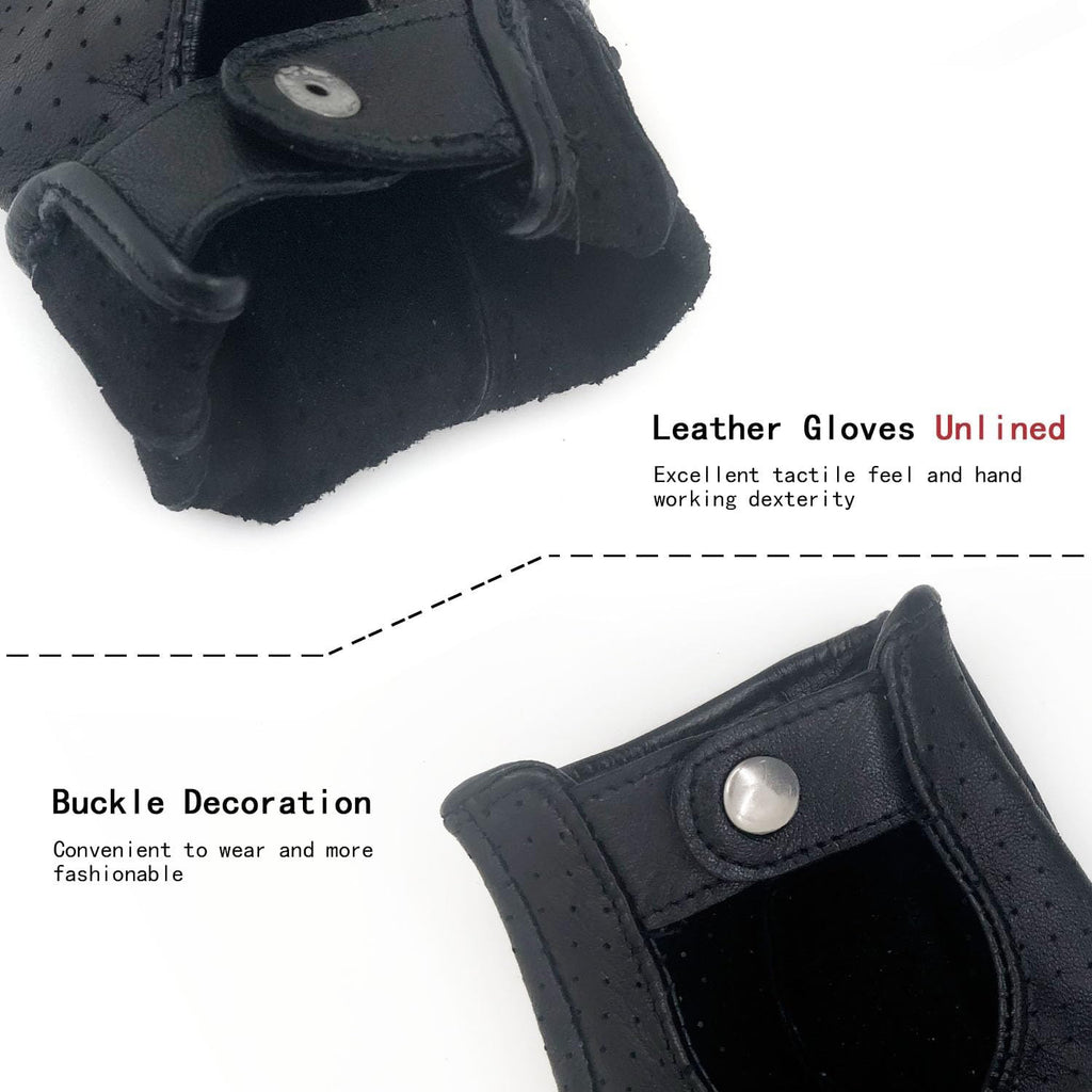 ZLUXURQ Womens Soft and Breathable Fingerless Leather Driving Gloves-Premium Lambskin