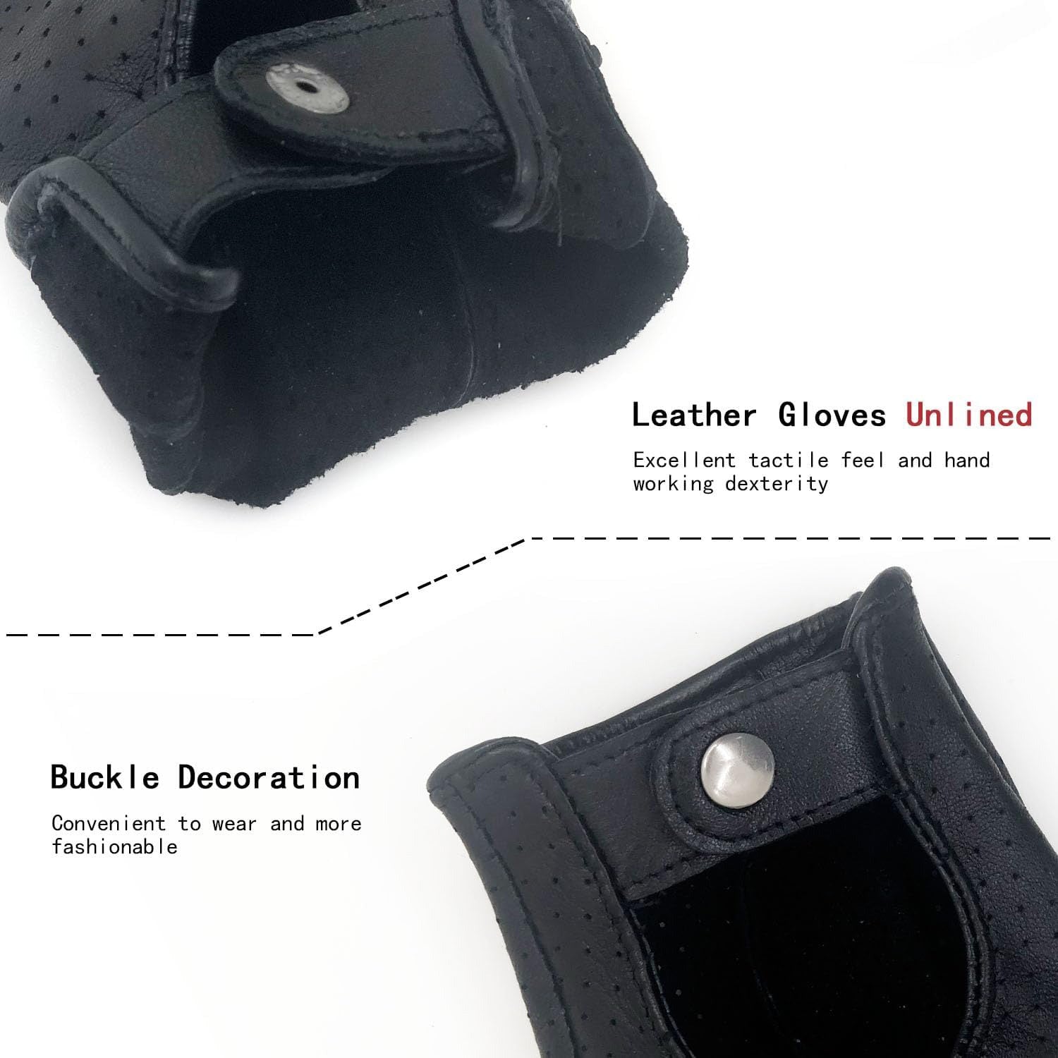 ZLUXURQ Womens Soft and Breathable Fingerless Leather Driving Gloves-Premium Lambskin