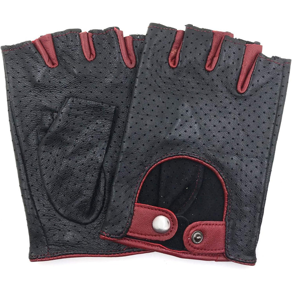 ZLUXURQ Womens Soft and Breathable Fingerless Leather Driving Gloves-Premium Lambskin