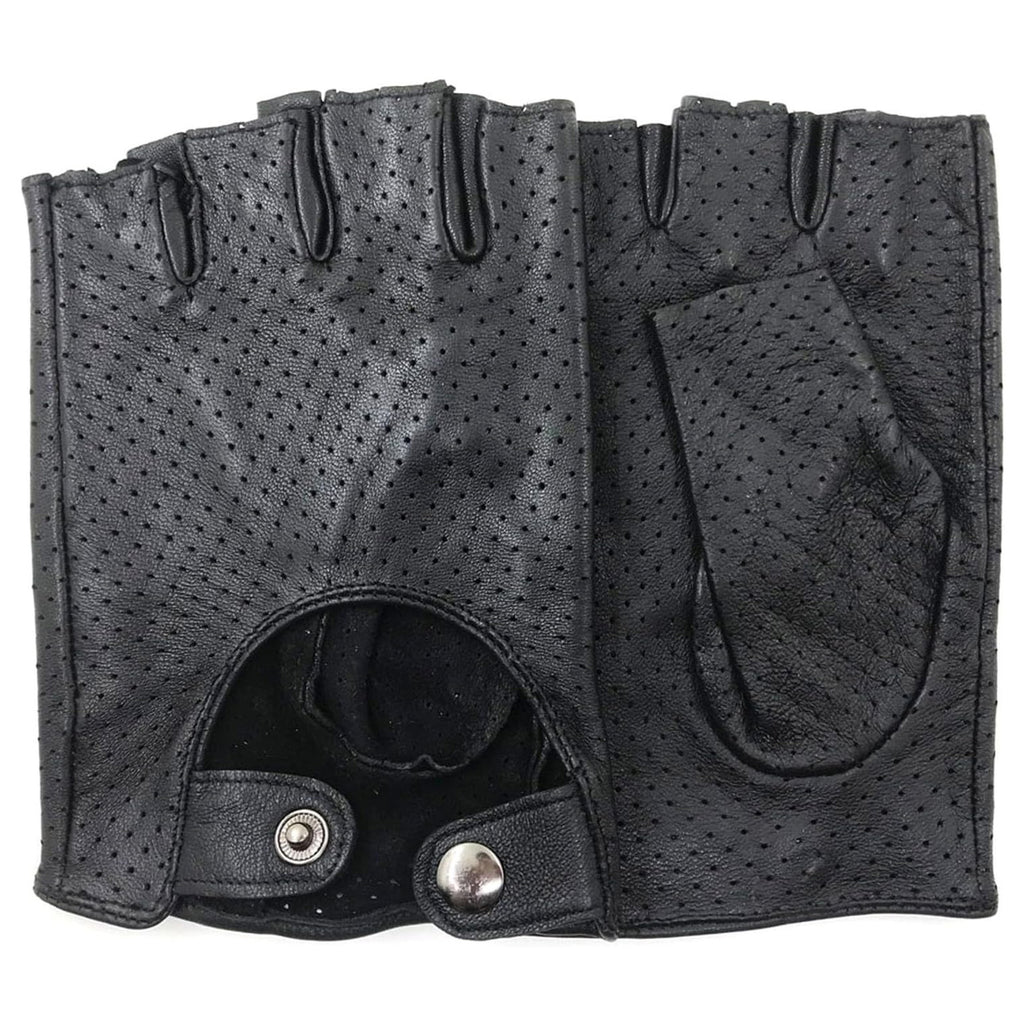 ZLUXURQ Mens Soft and Breathable Fingerless Leather Driving Gloves-Premium Lambskin