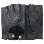 ZLUXURQ Mens Soft and Breathable Fingerless Leather Driving Gloves-Premium Lambskin
