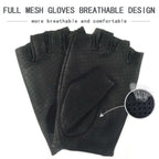 ZLUXURQ Mens Soft and Breathable Fingerless Leather Driving Gloves-Premium Lambskin