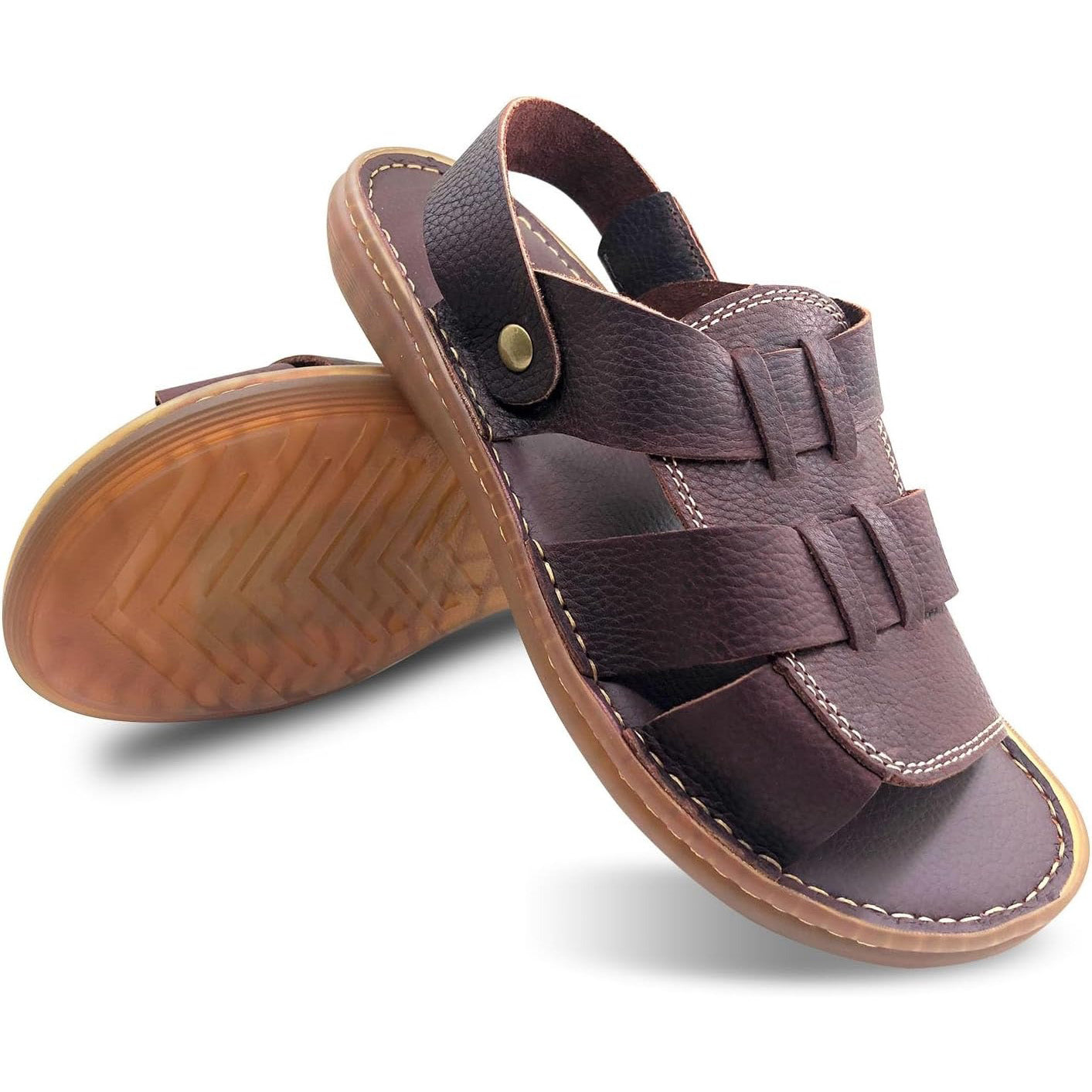 ZLUXURQ Mens soft leather hiking outdoor sandals-Luxury Casual Beach Sandals