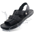 ZLUXURQ Mens soft leather hiking outdoor sandals-Luxury Casual Beach Sandals