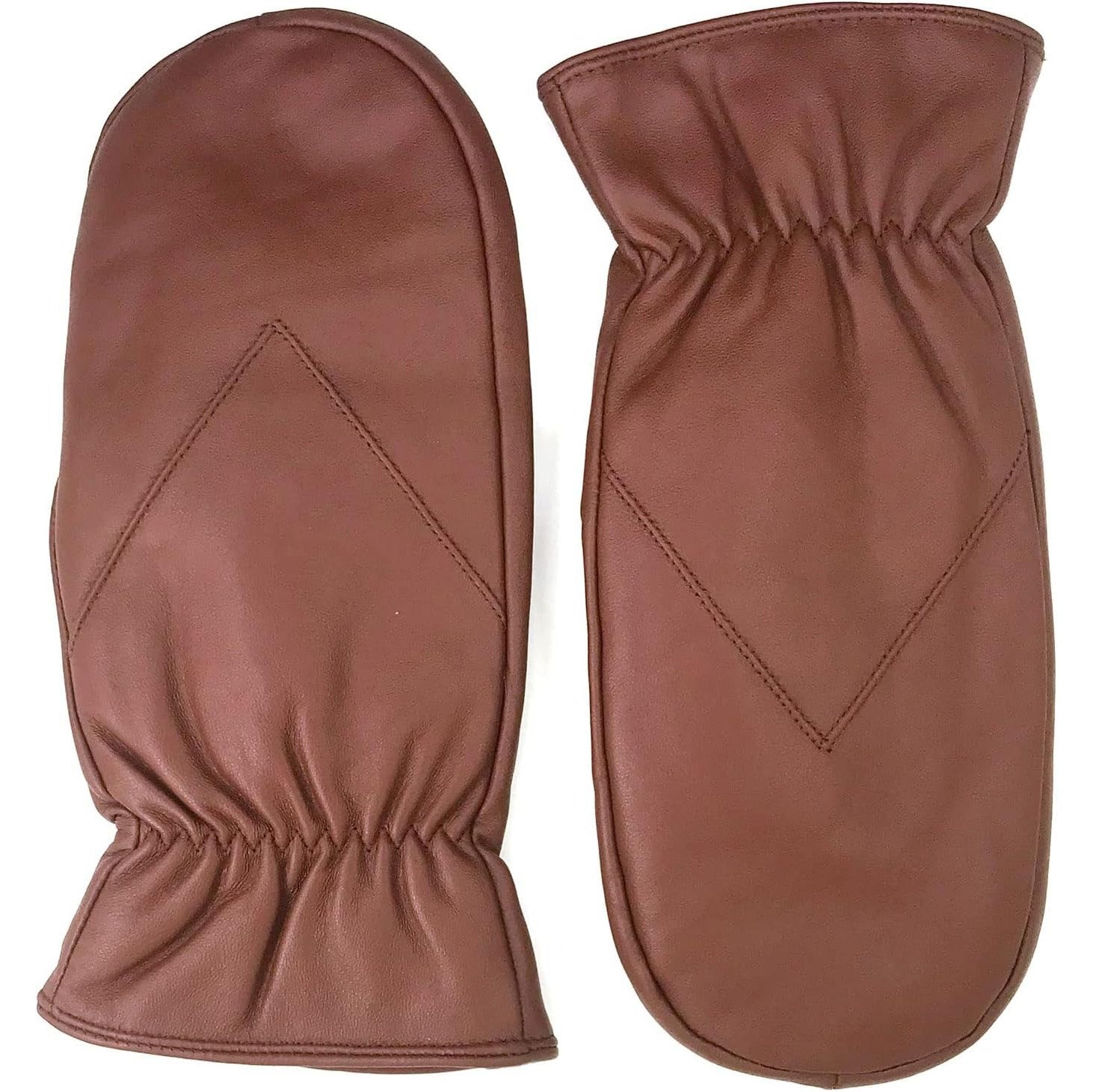 ZLUXURQ Mens Lambskin Leather Mittens Gloves Thick Fleece Lined